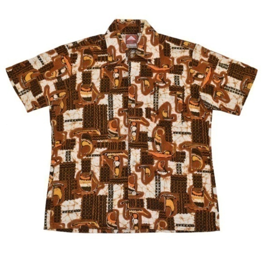 HAWAIINS Vintage 70s The Hawailans Brand Hawaiian Button Up Shirt brown -XL